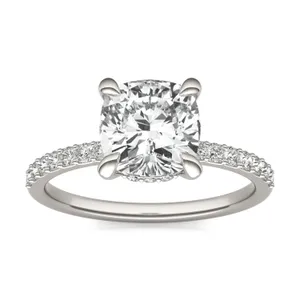 Cushion Custom Hidden Halo 1/2 Eternity Engagement Ring image, 